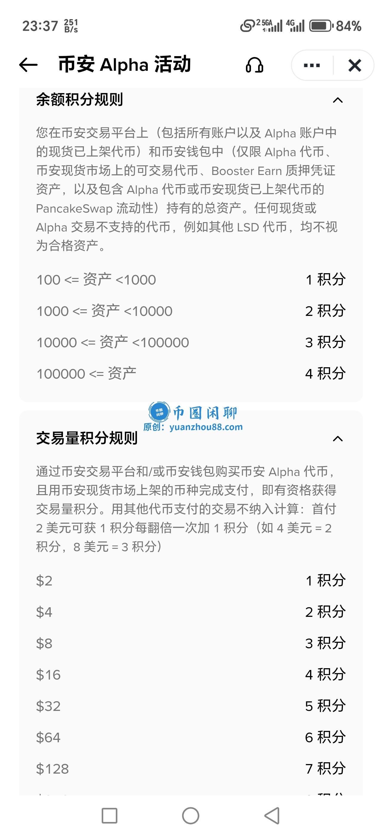 币安Alpha积分规则