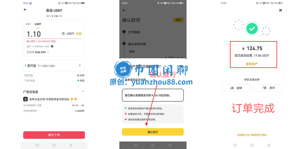 USDT出售完成