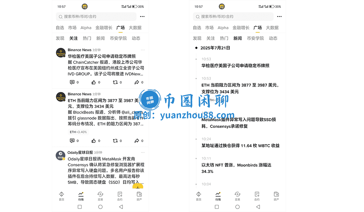关注、新闻板块